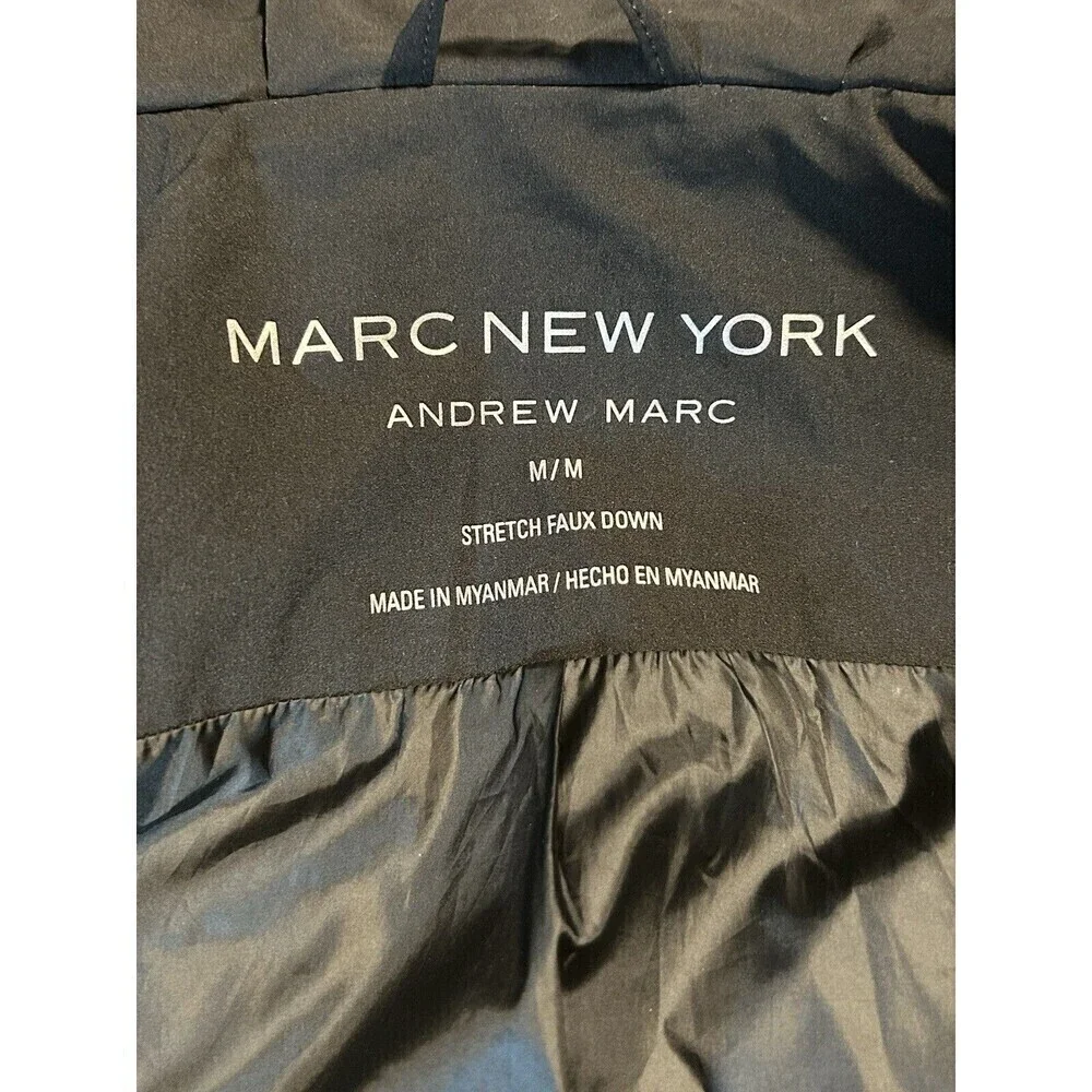 Marc New York Puffer Jacket Black with Pockets High Neck Medium - Picture 8 of 9